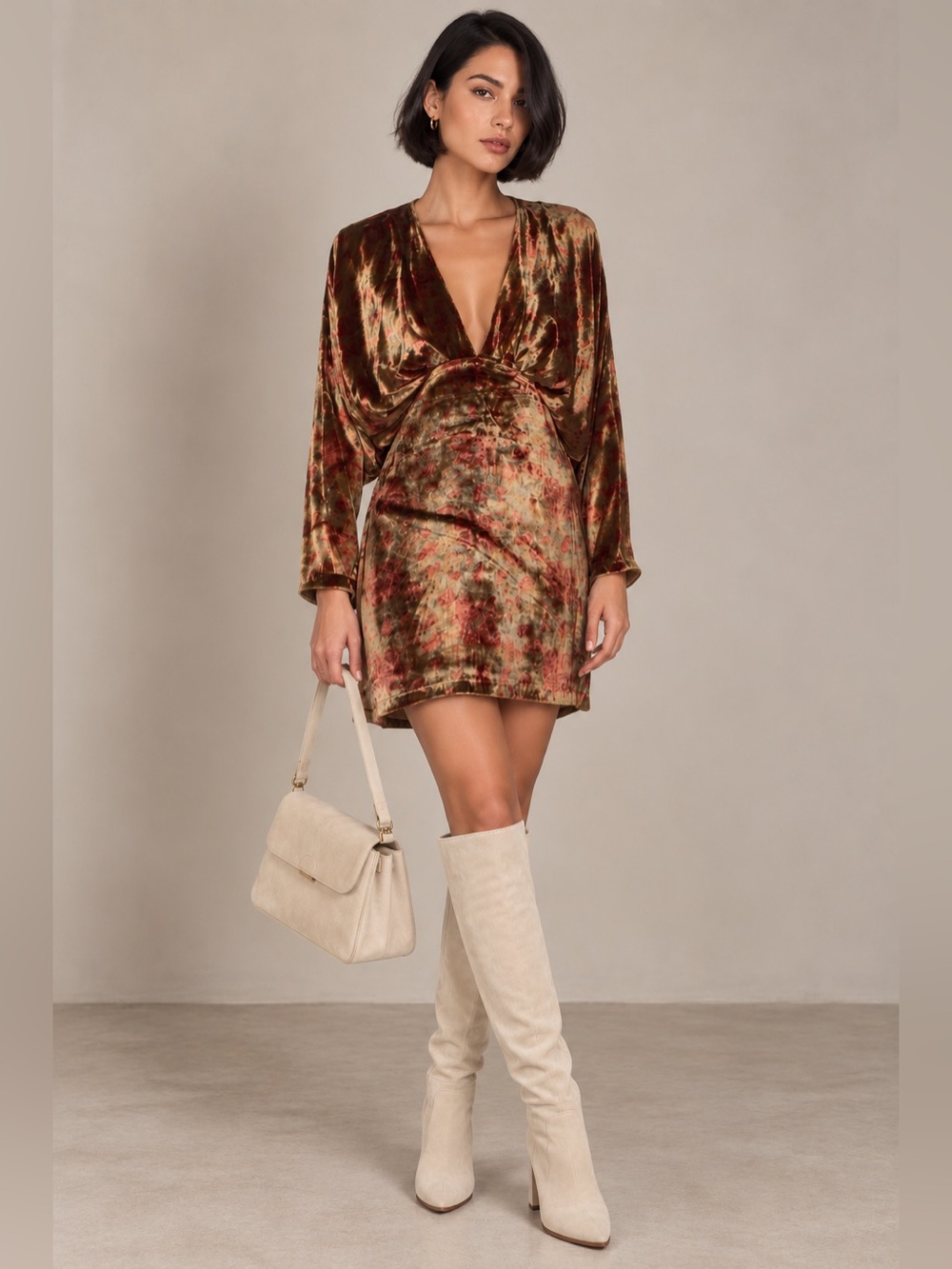 Mes Demoiselles Browne Floral Velvet Mini Open Back Dress US 6 Dark Romantic